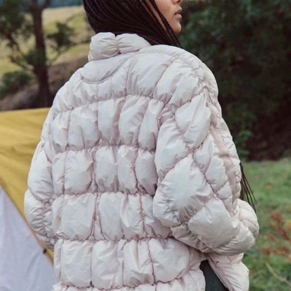 Free People Movement Glossy Pippa Puffer Jacket Pockets Zip Home